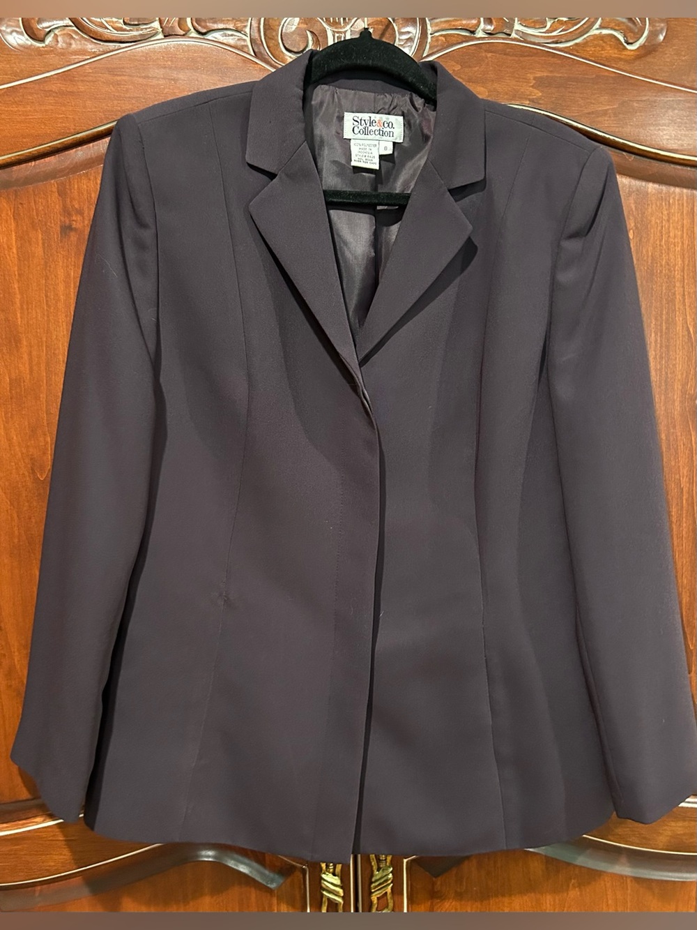 Style & Co. Women's Plum/Eggplant color 3- Hidden Button Blazer
